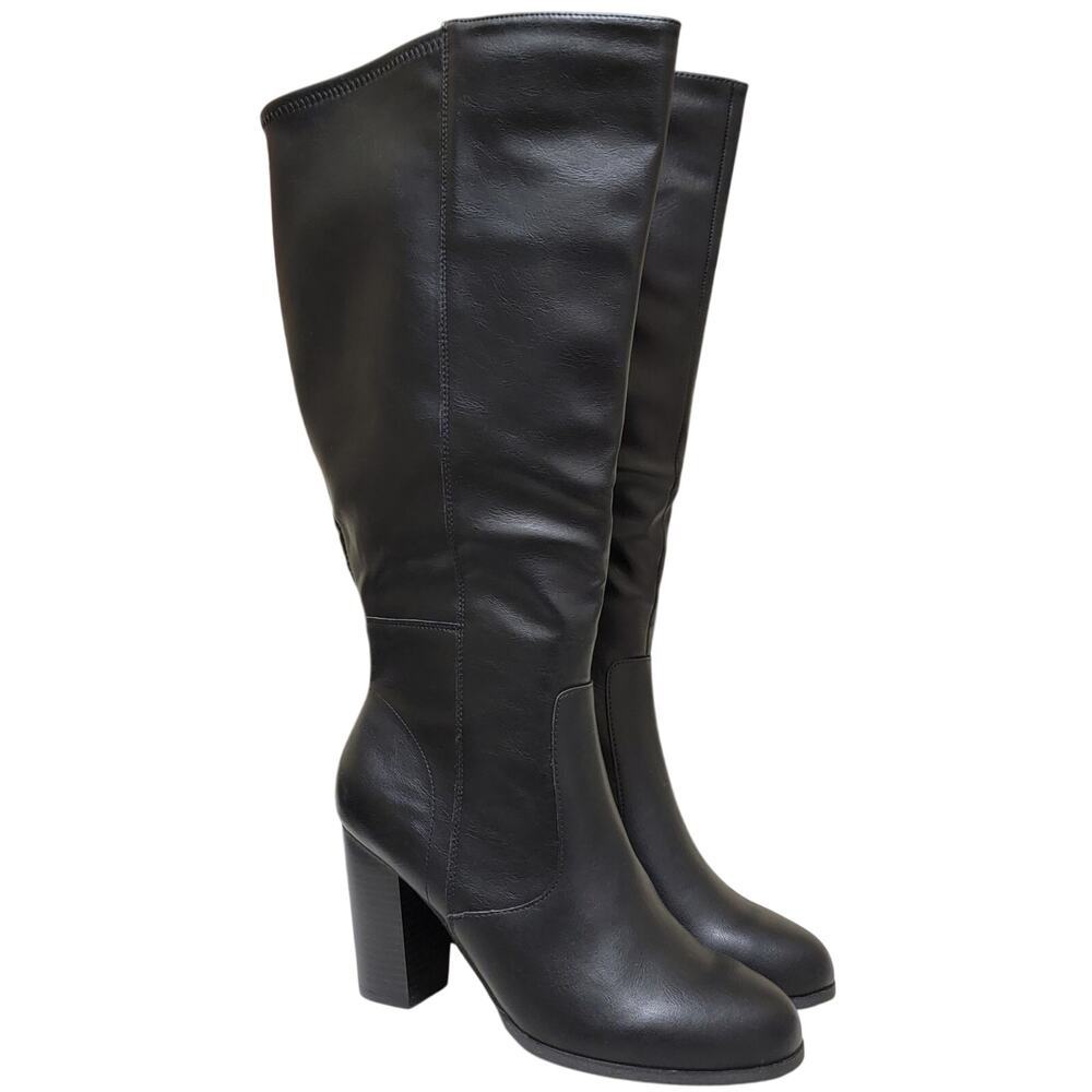 Style & Co Women Addyy Knee High Dress Riding Boots Size US 9W XWC Black Smooth